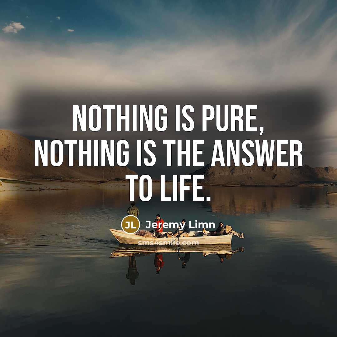 “Nothing is pure, nothing is the answer to life.…” quote by Jeremy Limn