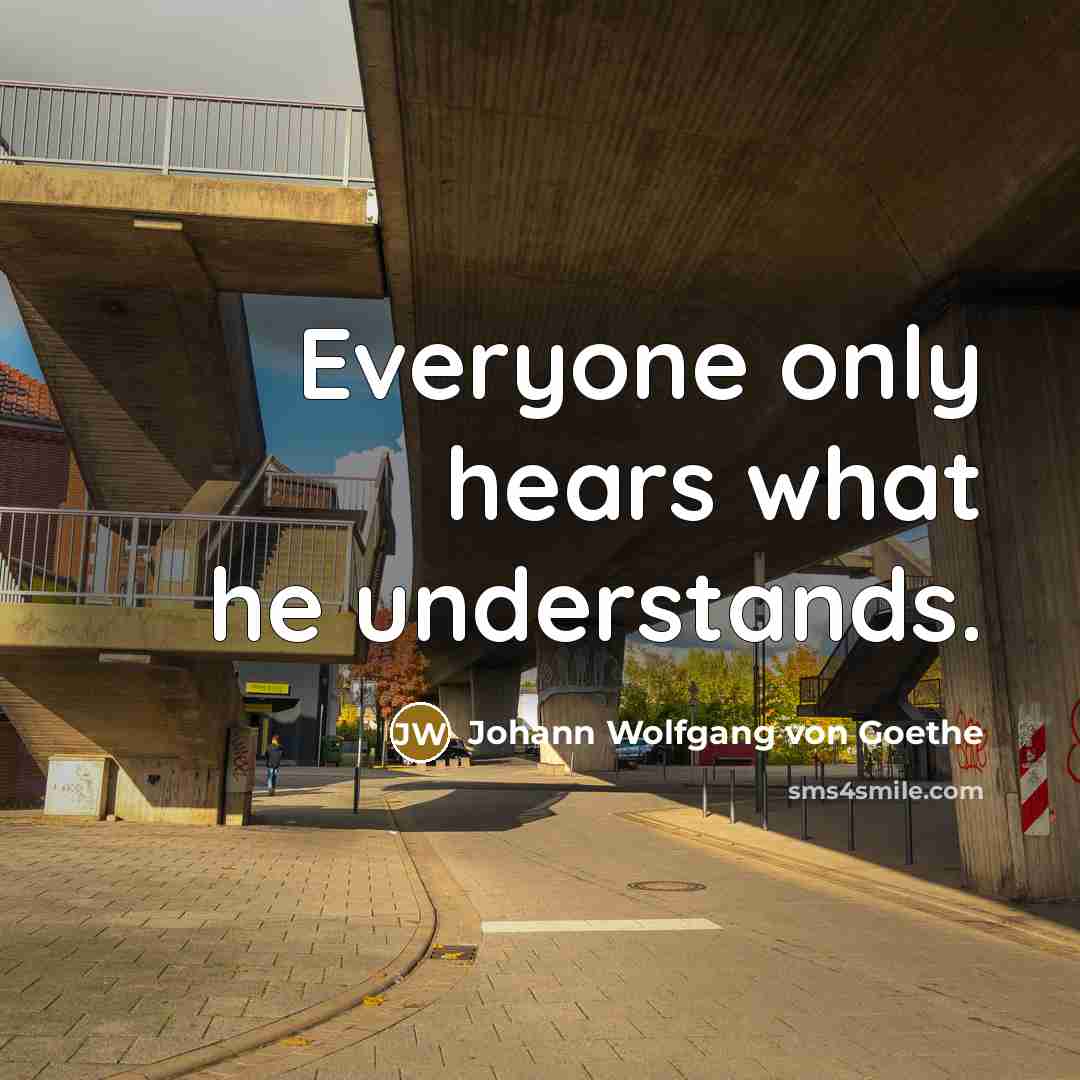 “Everyone only hears what he understands.…” quote by Johann Wolfgang von Goethe