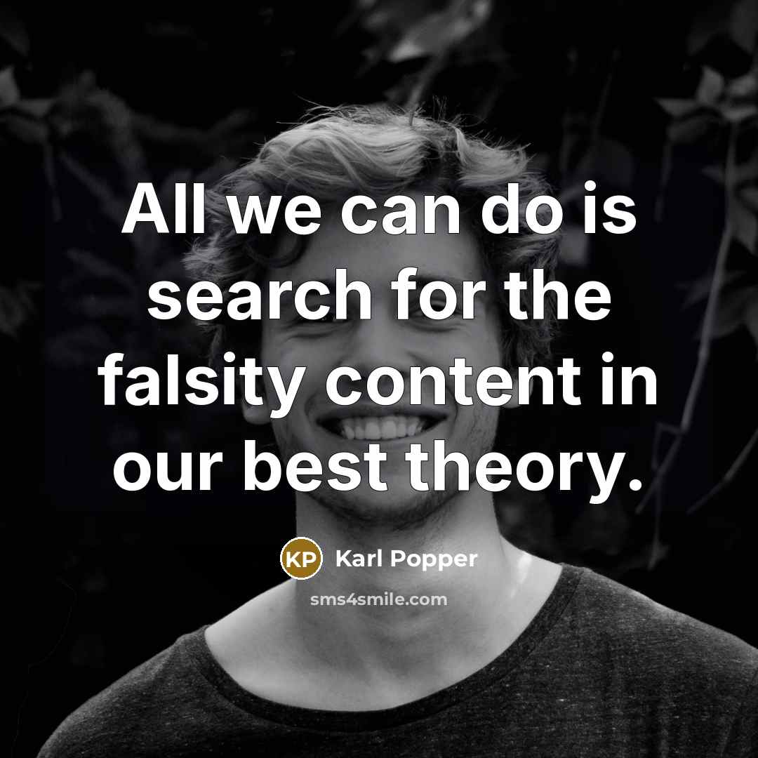 “All we can do is search for the falsity content…” quote by Karl Popper