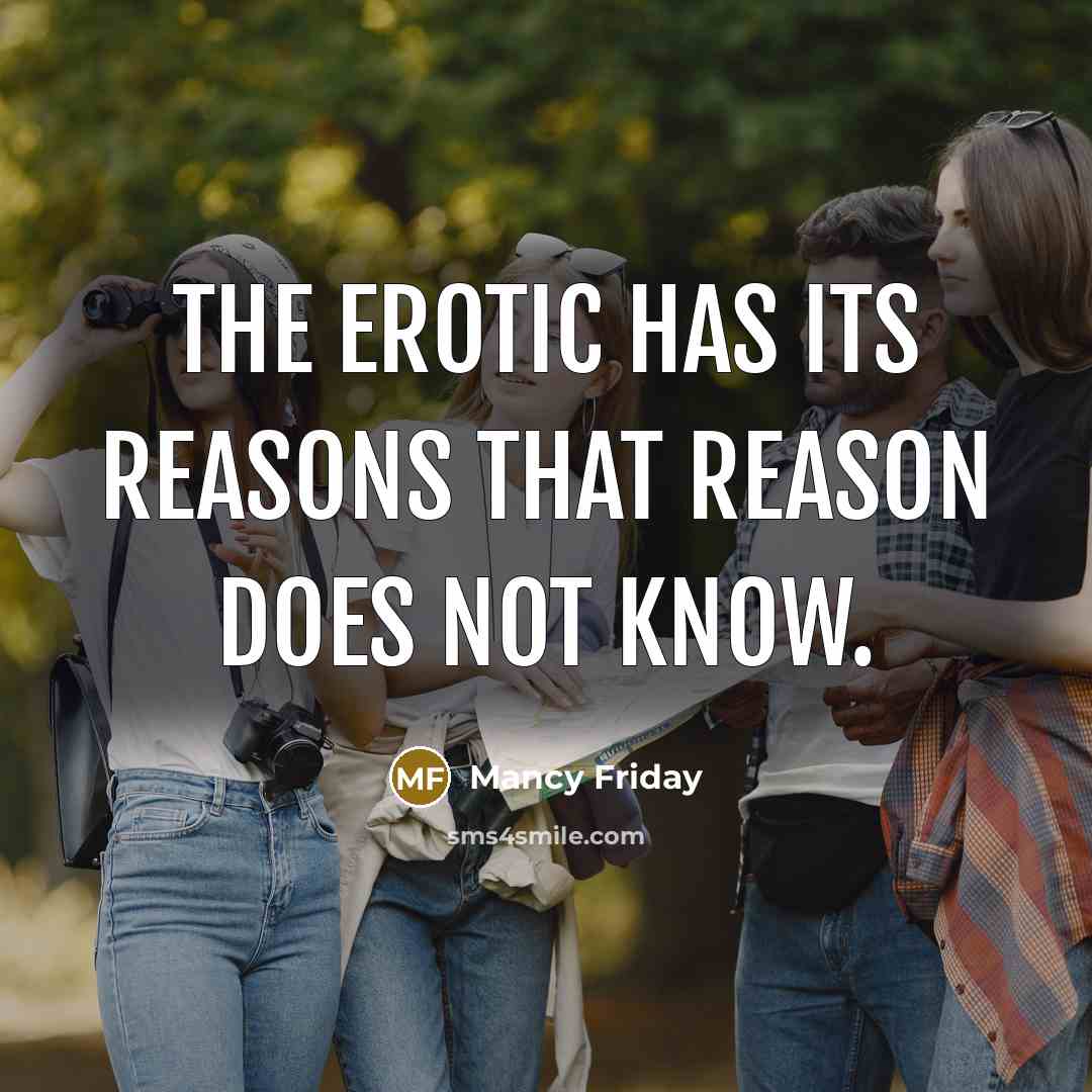 “The erotic has its reasons that reason does not know.” quote by Mancy Friday