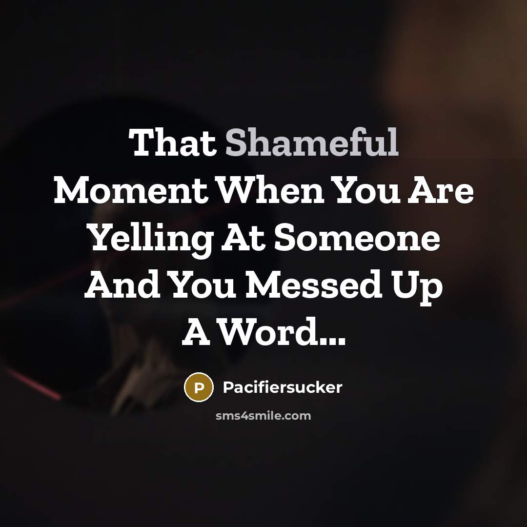 “That Shameful Moment When You Are Yelling At Someone And…” quote by Pacifiersucker
