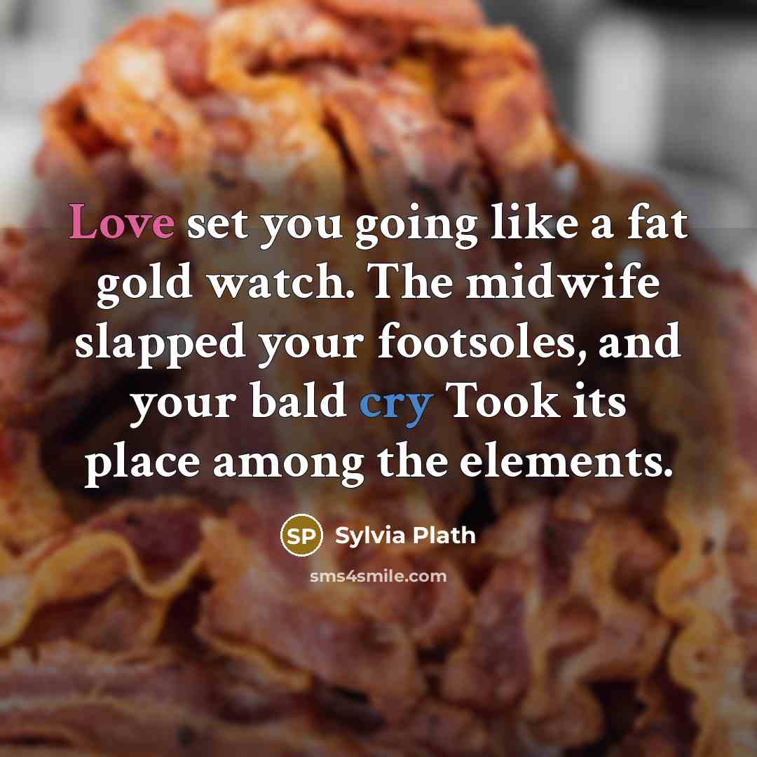 “Love set you going like a fat gold watch. The…” quote by Sylvia Plath