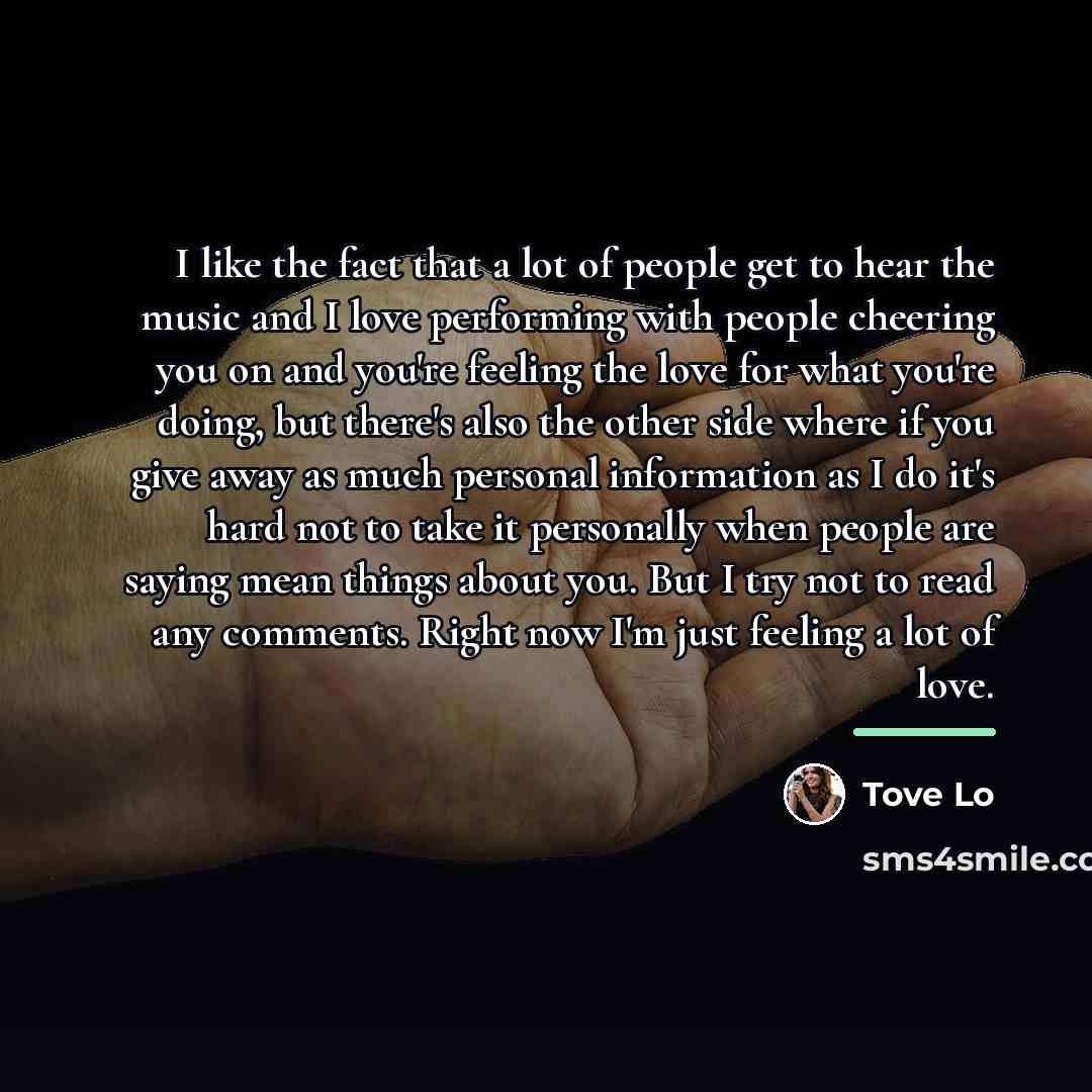 “I like the fact that a lot of people get…” quote by Tove Lo