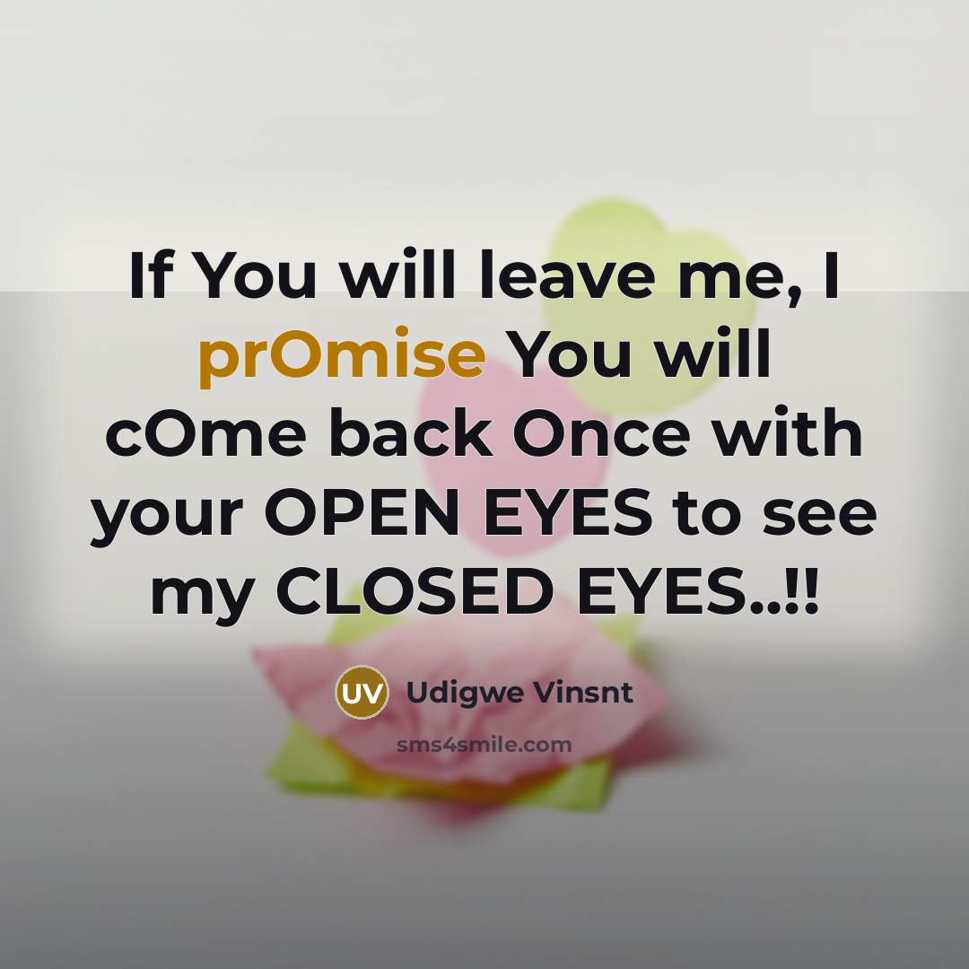 “If You will leave me, I prOmise You will cOme…” quote by Udigwe Vinsnt