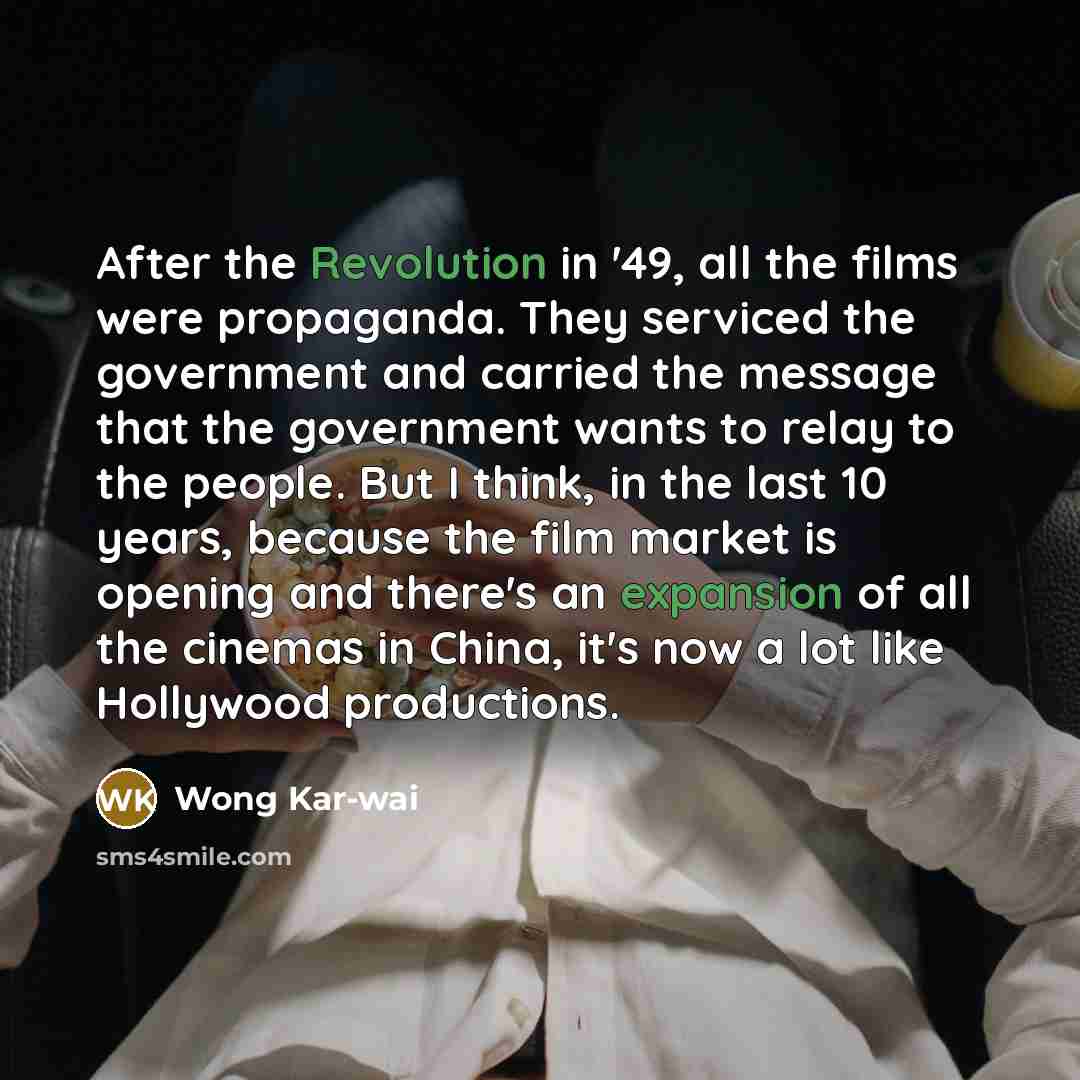 “After the Revolution in '49, all the films were propaganda.…” quote by Wong Kar-wai