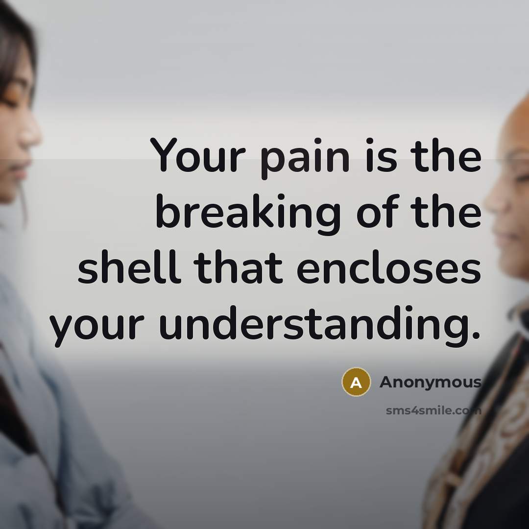 “Your pain is the breaking of the shell that encloses…” quote by Anonymous