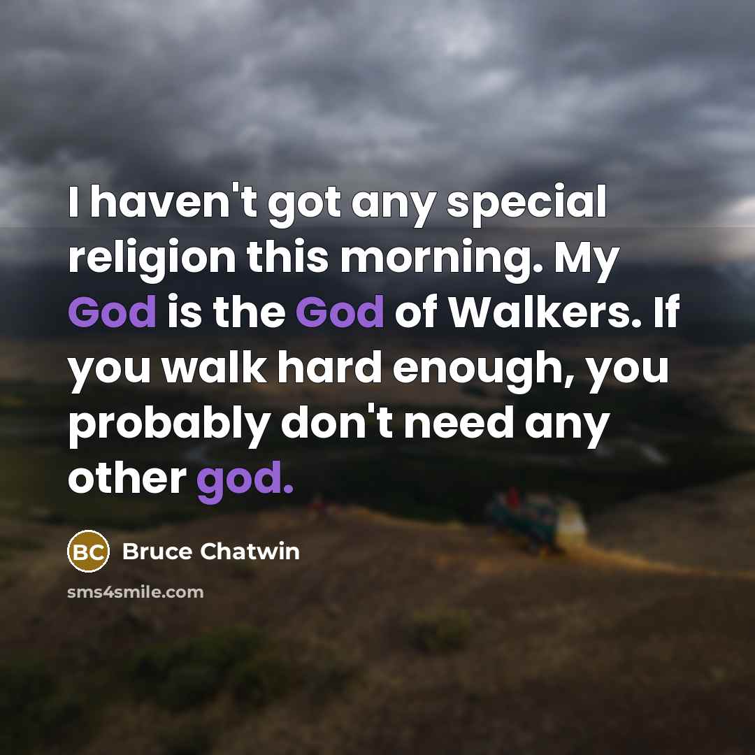 “I haven't got any special religion this morning. My God…” quote by Bruce Chatwin