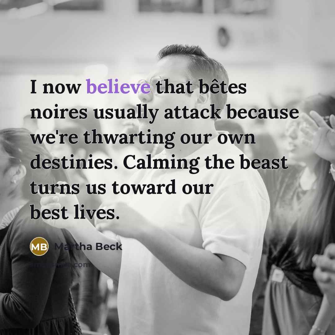 “I now believe that bêtes noires usually attack because we're…” quote by Martha Beck
