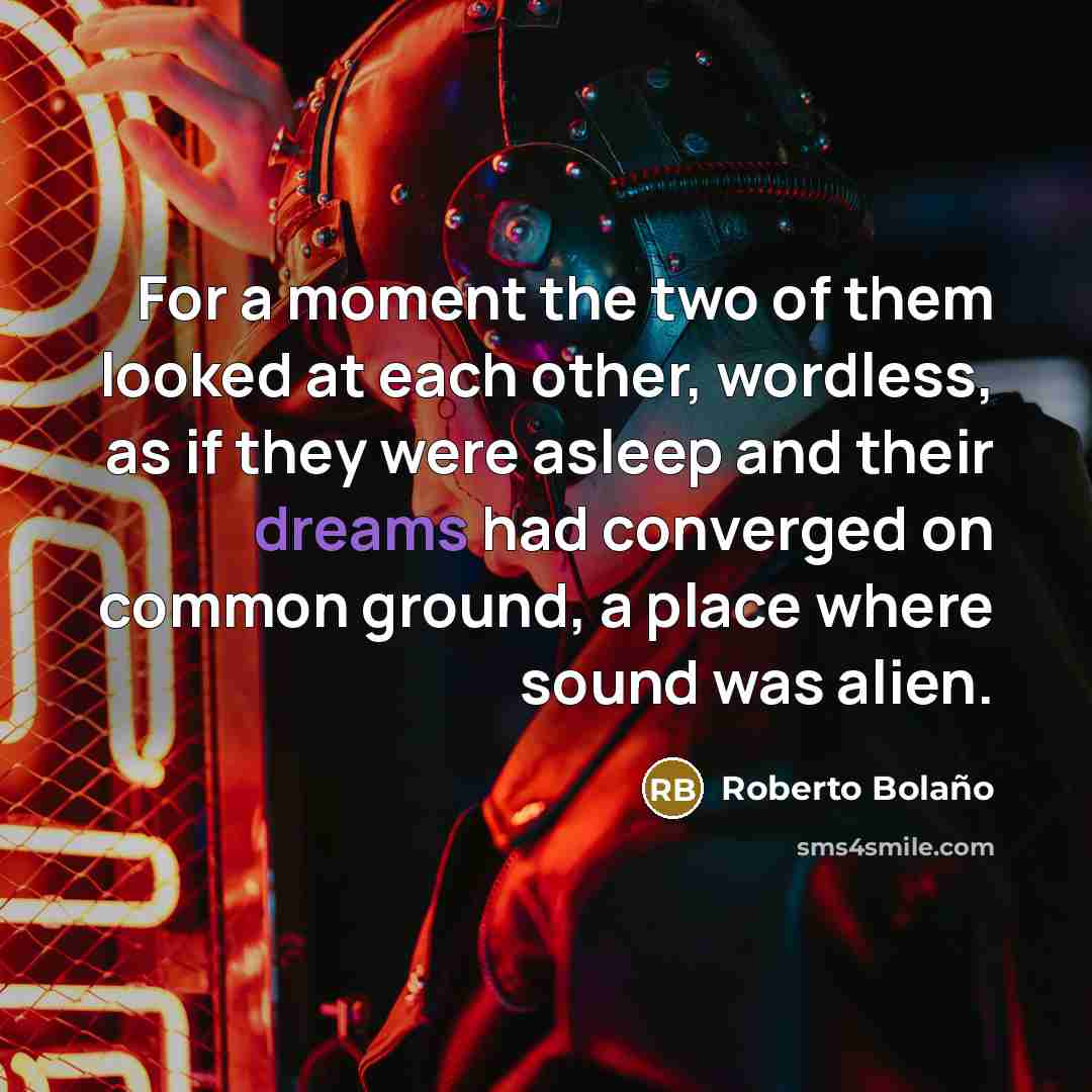 “For a moment the two of them looked at each…” quote by Roberto Bolano