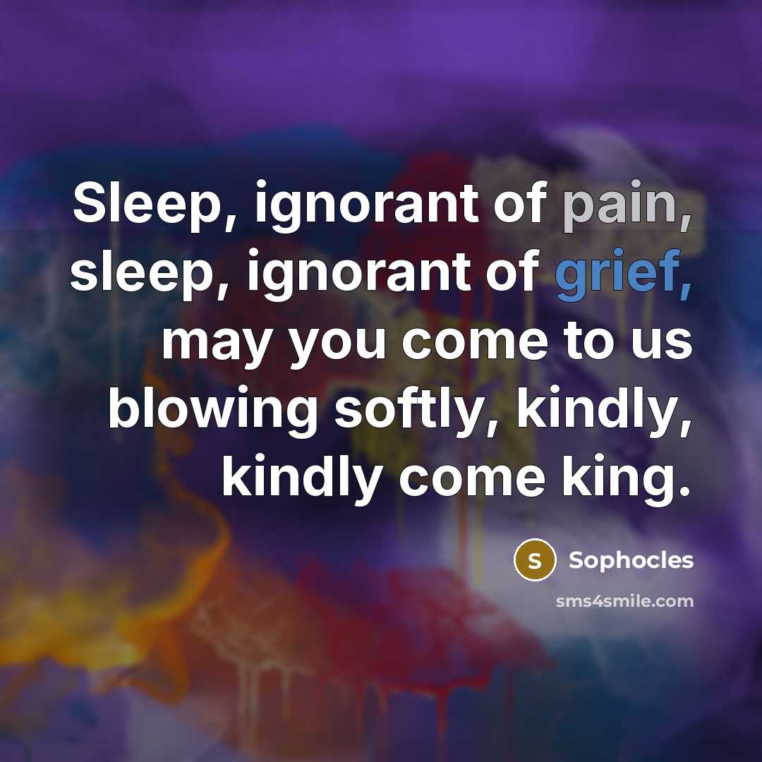 “Sleep, ignorant of pain, sleep, ignorant of grief, may you…” quote by Sophocles