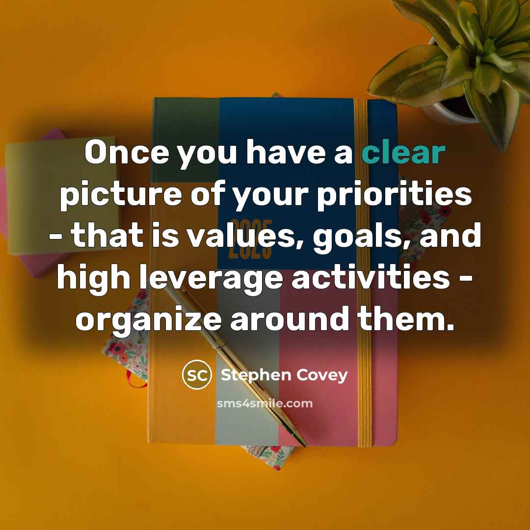 “Once you have a clear picture of your priorities -…” quote by Stephen Covey