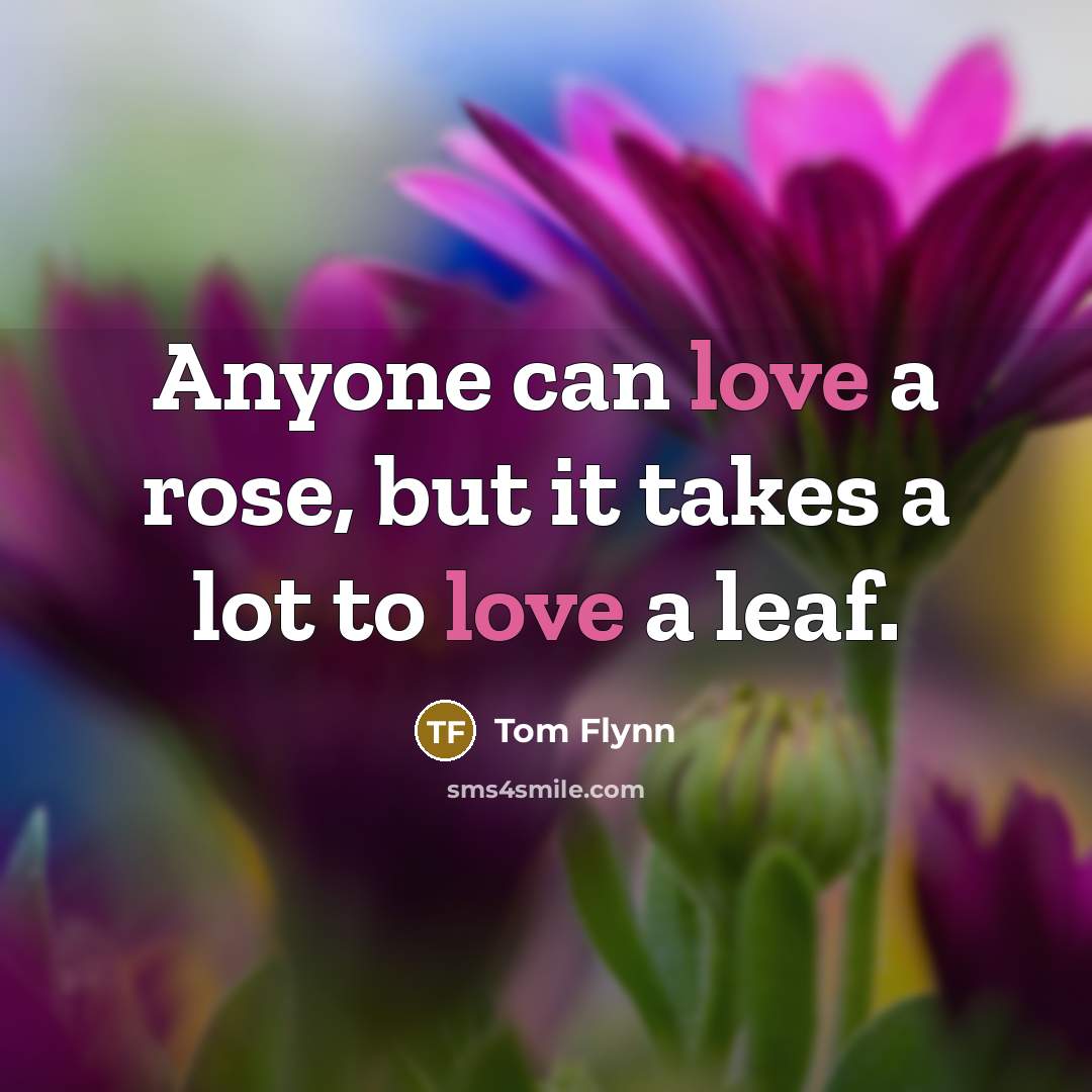 “Anyone can love a rose, but it takes a lot…” quote by Tom Flynn