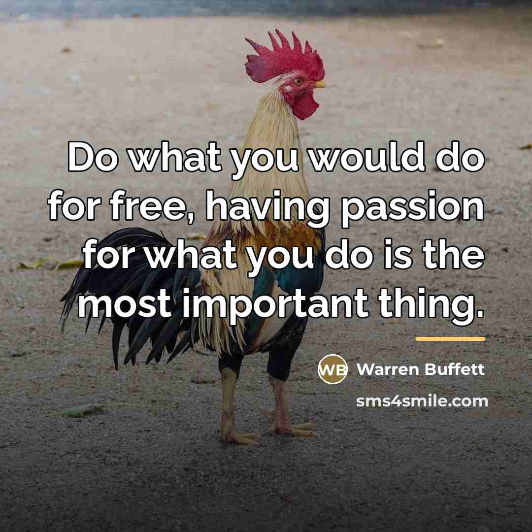 “Do what you would do for free, having passion for…” quote by Warren Buffett