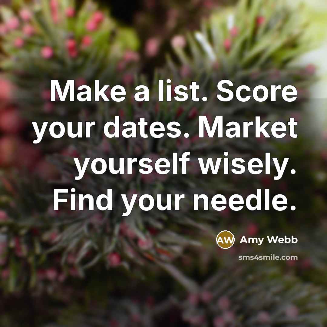 “Make a list. Score your dates. Market yourself wisely. Find…” quote by Amy Webb