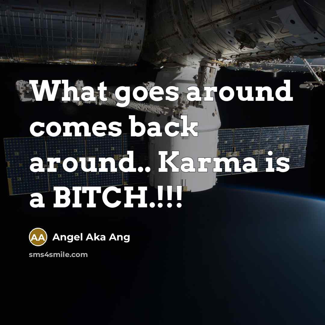 “What goes around comes back around.. Karma is a BITCH.!!!” quote by Angel Aka Ang