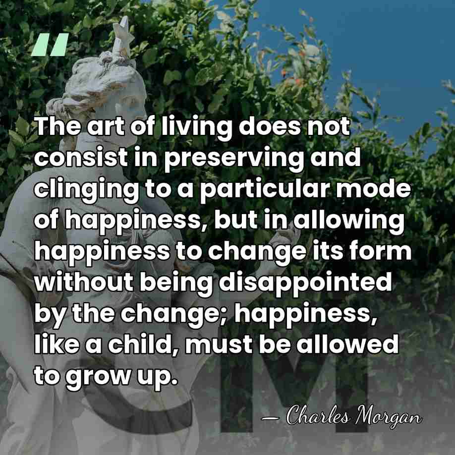 The art of living does not consist in preserving and clinging to&hellip; - Charles Morgan