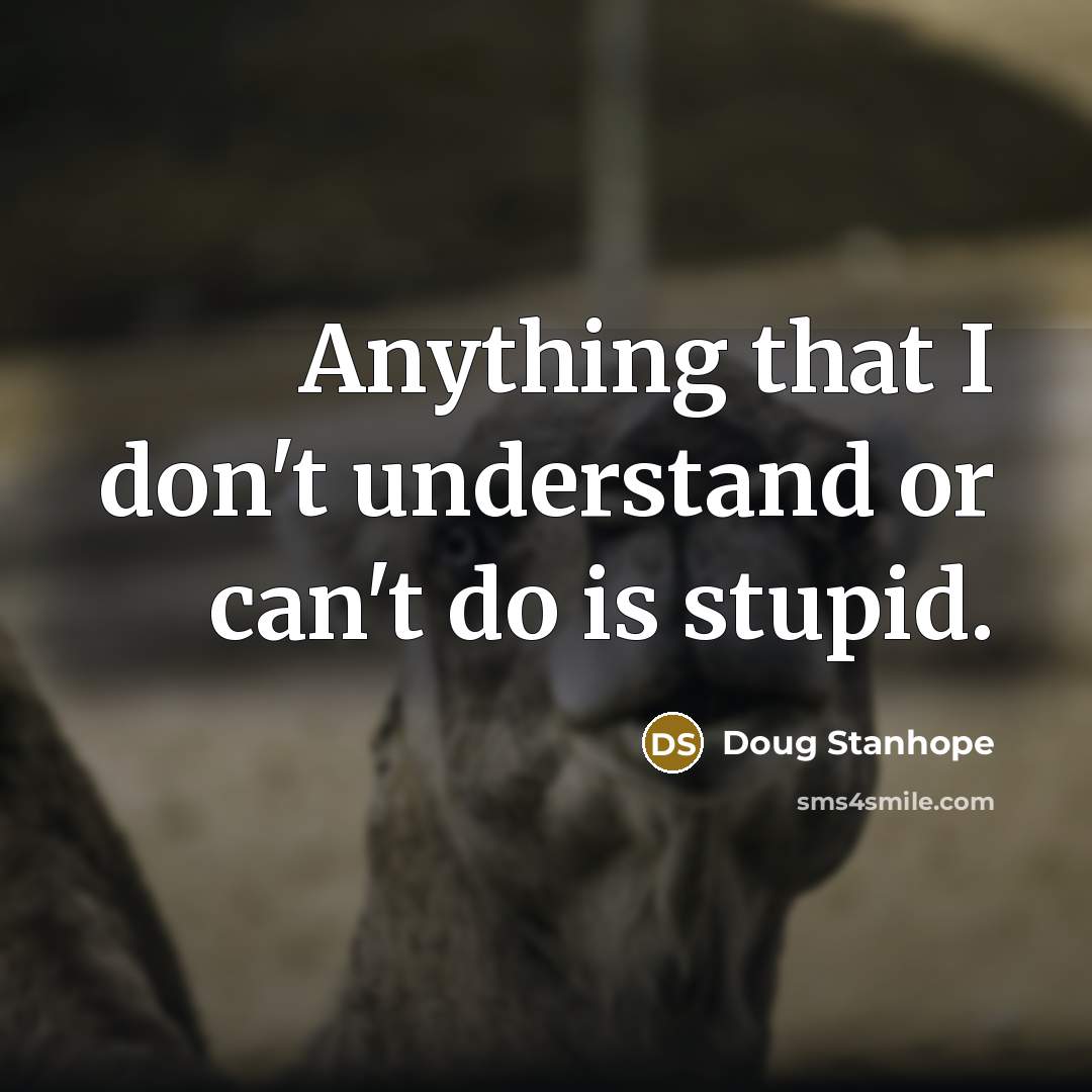 “Anything that I don't understand or can't do is stupid.…” quote by Doug Stanhope