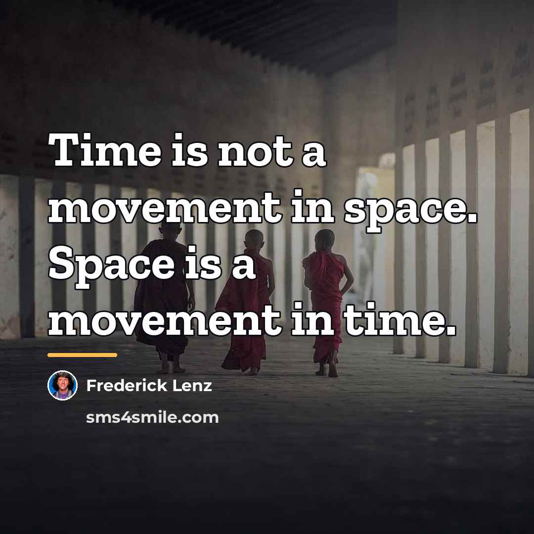 “Time is not a movement in space. Space is a…” quote by Frederick Lenz