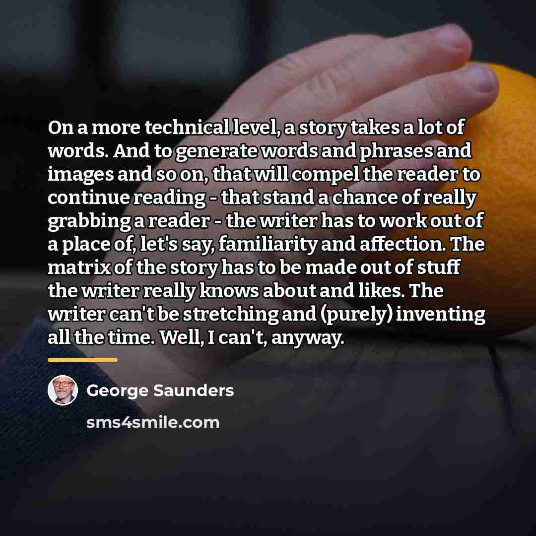 “On a more technical level, a story takes a lot…” quote by George Saunders