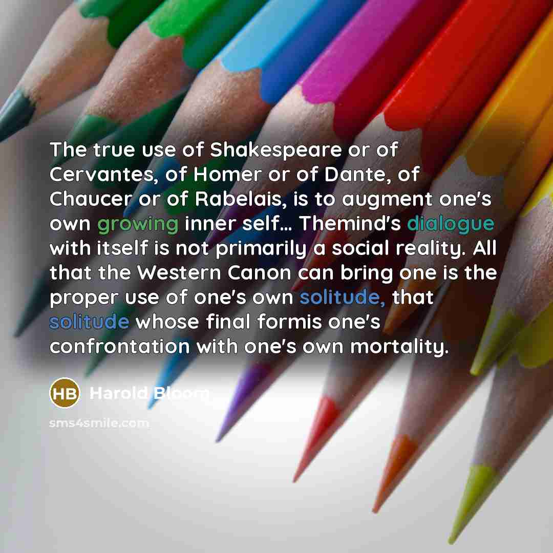 “The true use of Shakespeare or of Cervantes, of Homer…” quote by Harold Bloom