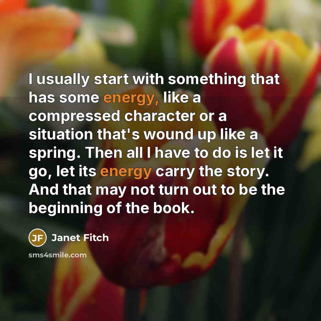“I usually start with something that has some energy, like…” quote by Janet Fitch