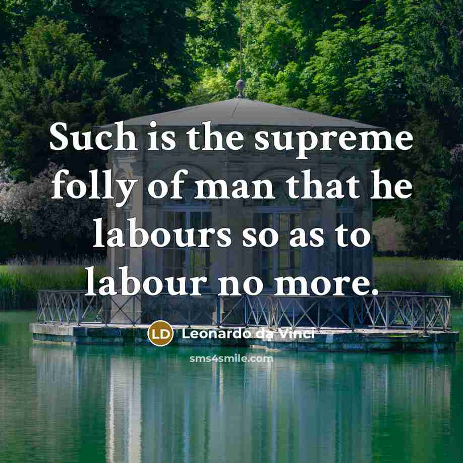“Such is the supreme folly of man that he labours…” quote by Leonardo da Vinci