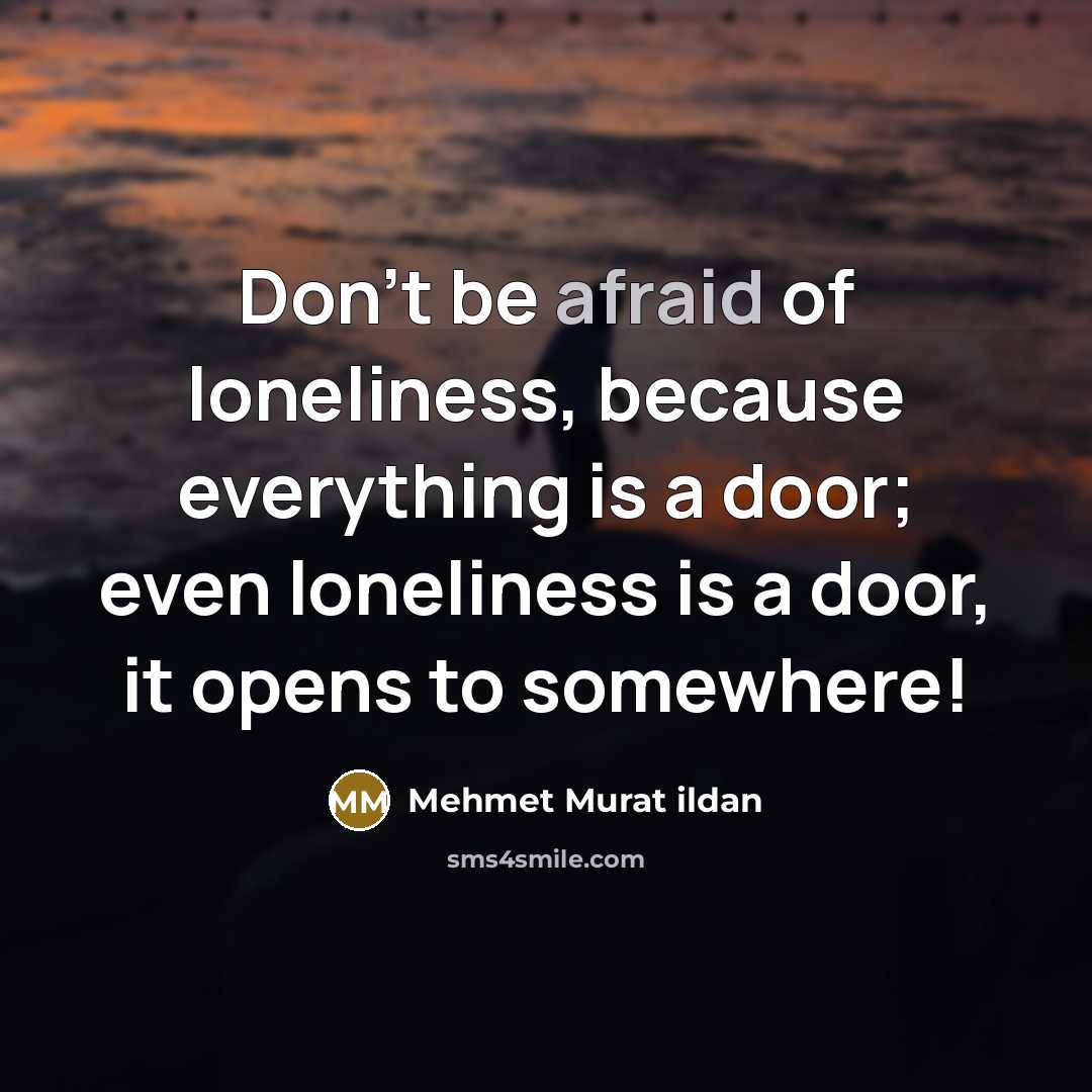“Don't be afraid of loneliness, because everything is a door;…” quote by Mehmet Murat Ildan