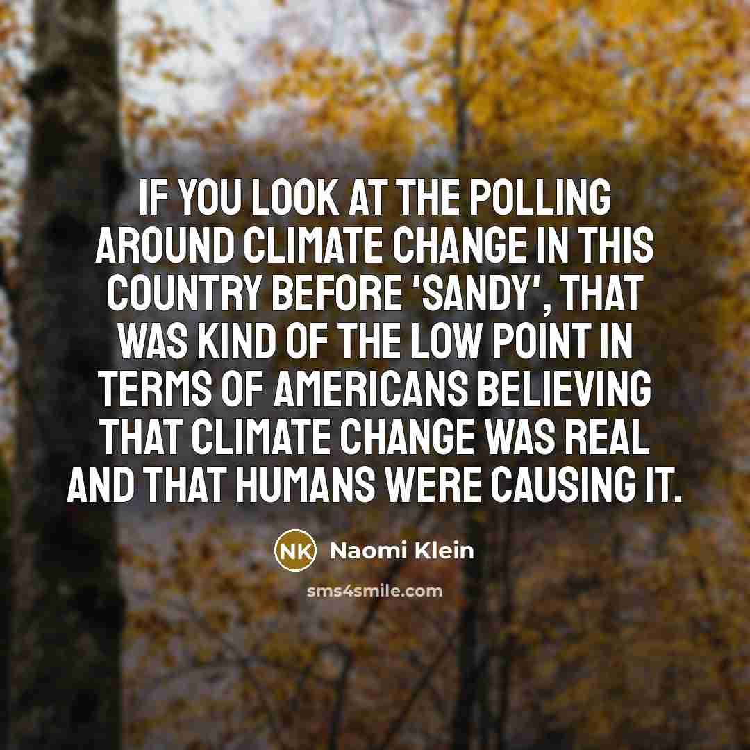 “If you look at the polling around climate change in…” quote by Naomi Klein