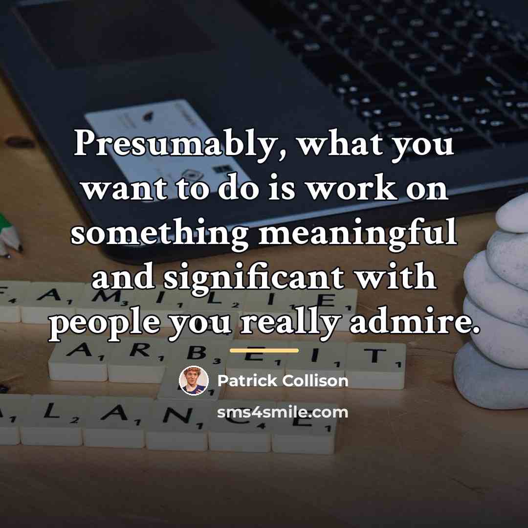 “Presumably, what you want to do is work on something…” quote by Patrick Collison