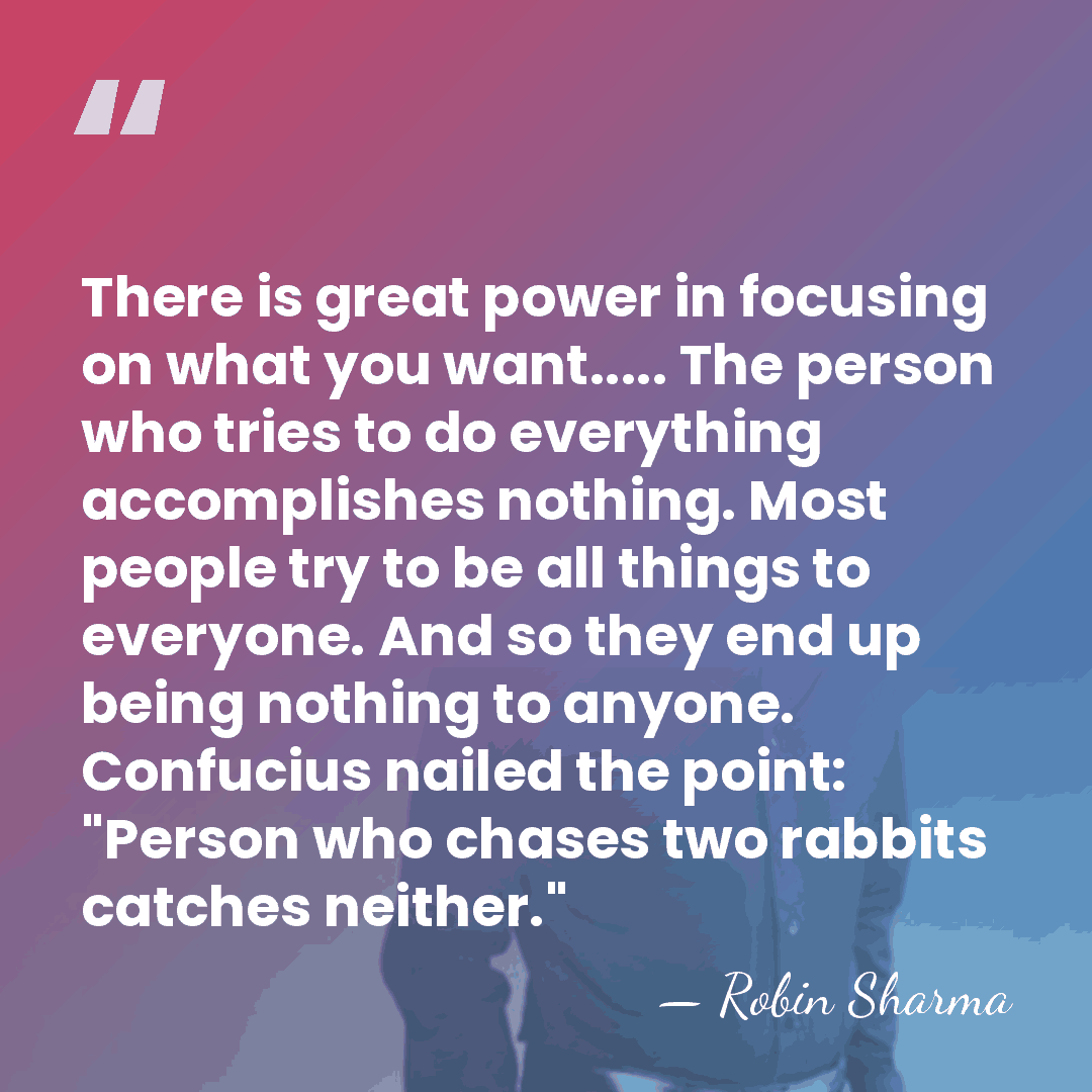 There is great power in focusing on what you want..... The person&hellip; - Robin Sharma