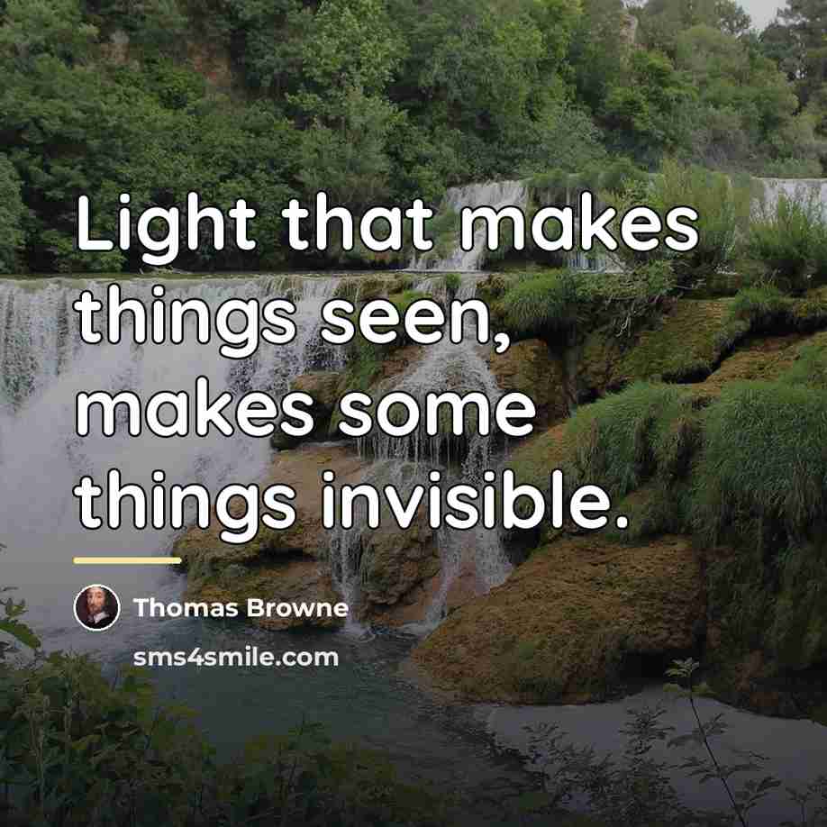 “Light that makes things seen, makes some things invisible.…” quote by Thomas Browne