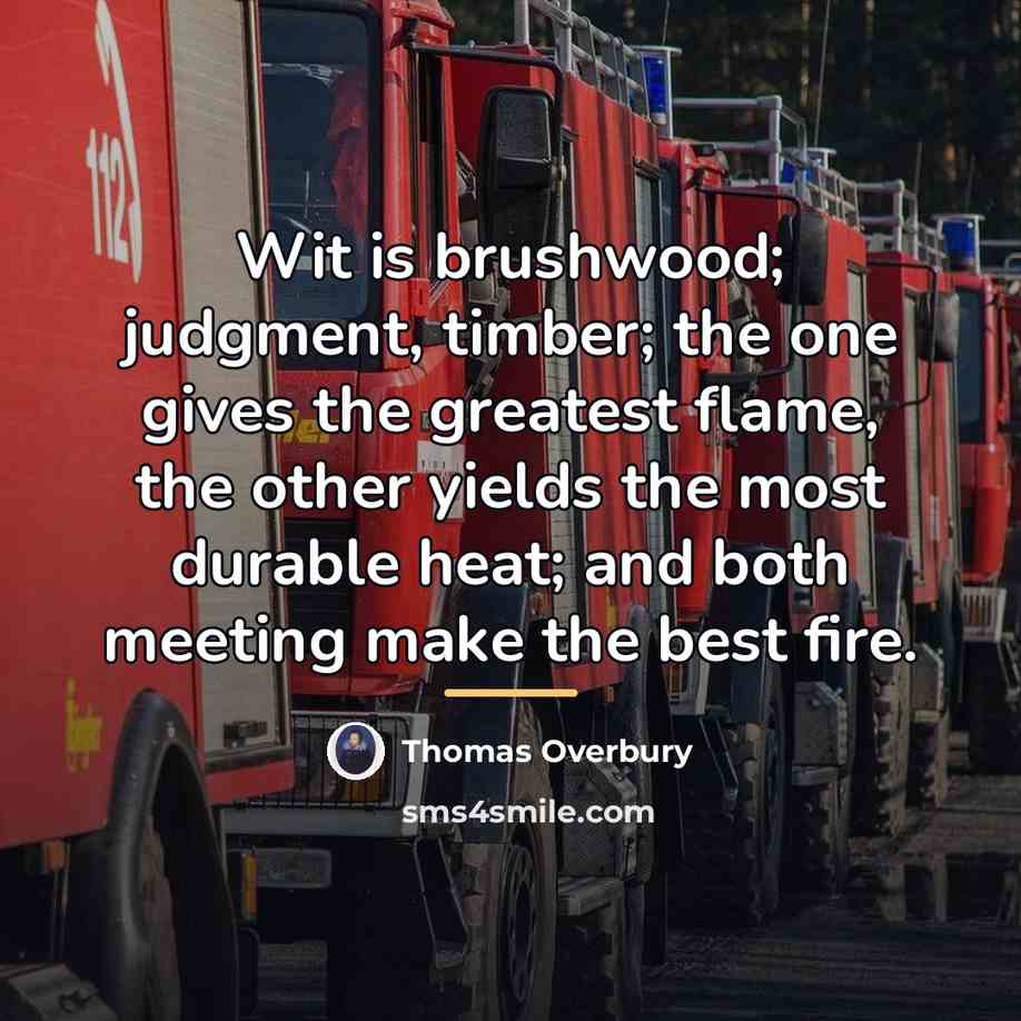 “Wit is brushwood; judgment, timber; the one gives the greatest…” quote by Thomas Overbury