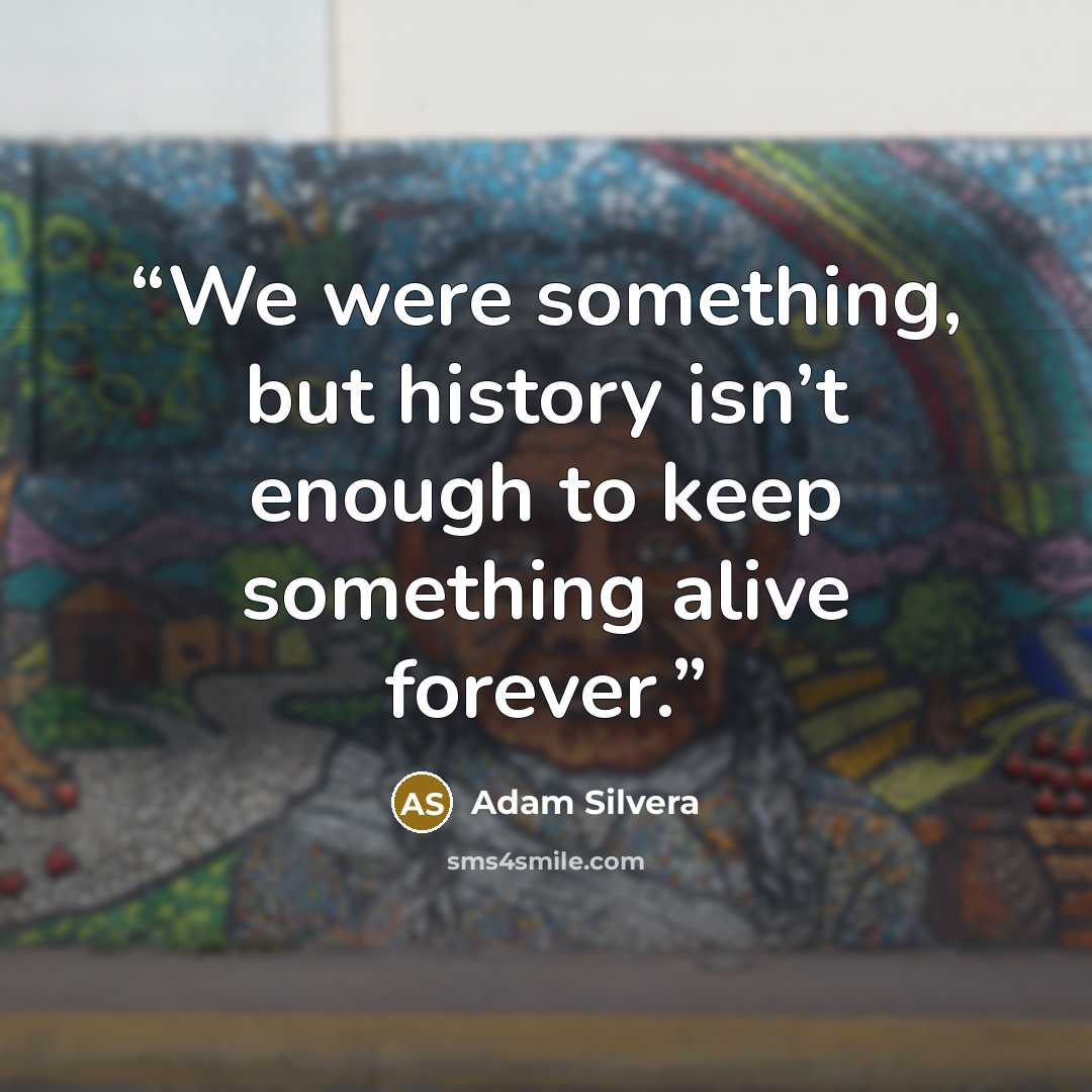 “We were something, but history isn’t enough to keep something alive forever.” quote by Adam Silvera