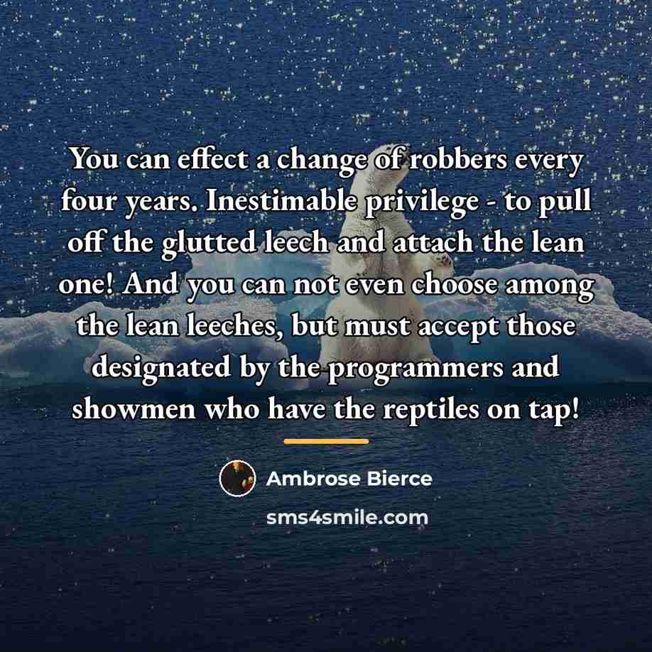 “You can effect a change of robbers every four years.…” quote by Ambrose Bierce