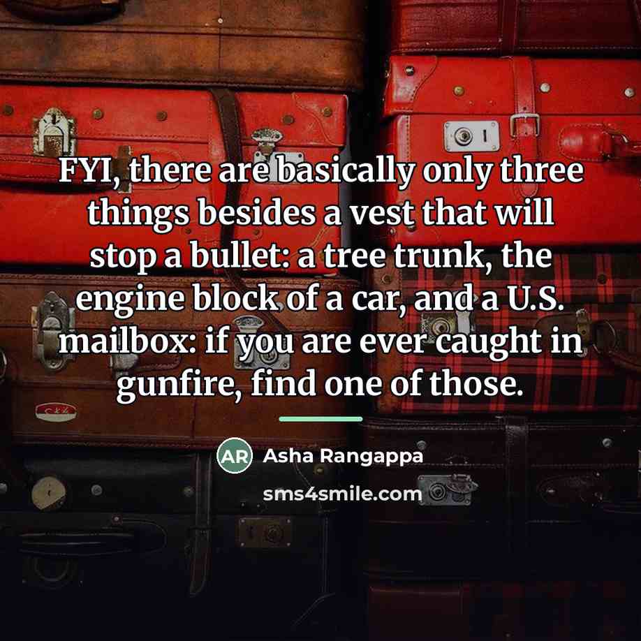 “FYI, there are basically only three things besides a vest…” quote by Asha Rangappa