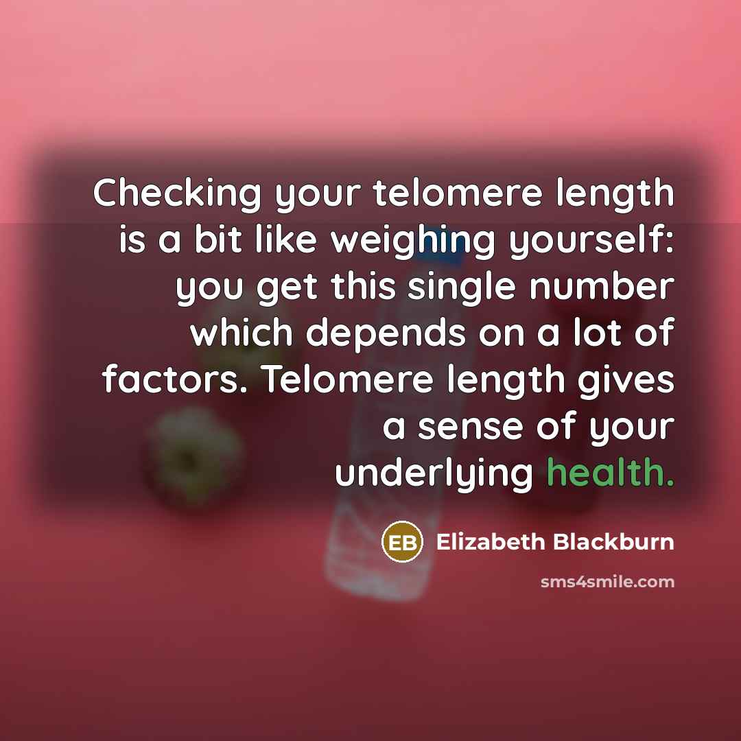 “Checking your telomere length is a bit like weighing yourself:…” quote by Elizabeth Blackburn