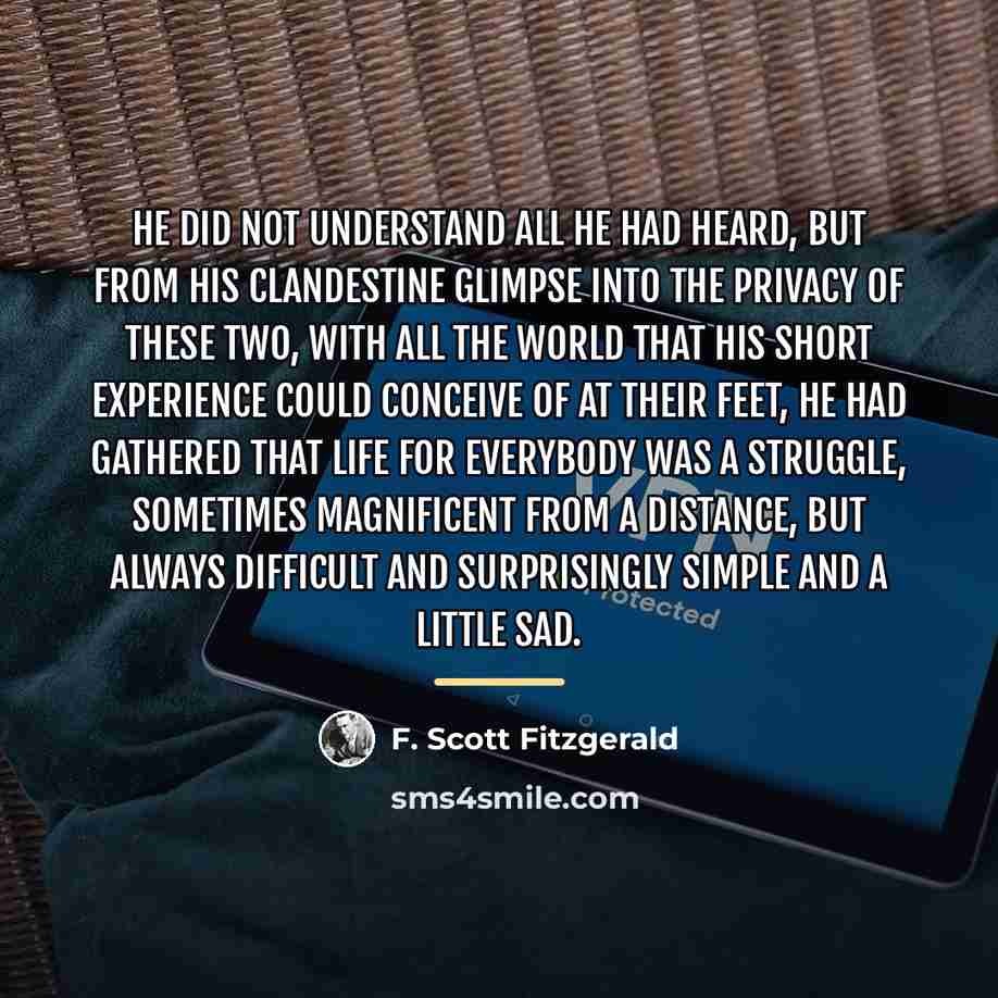 “He did not understand all he had heard, but from…” quote by F. Scott Fitzgerald