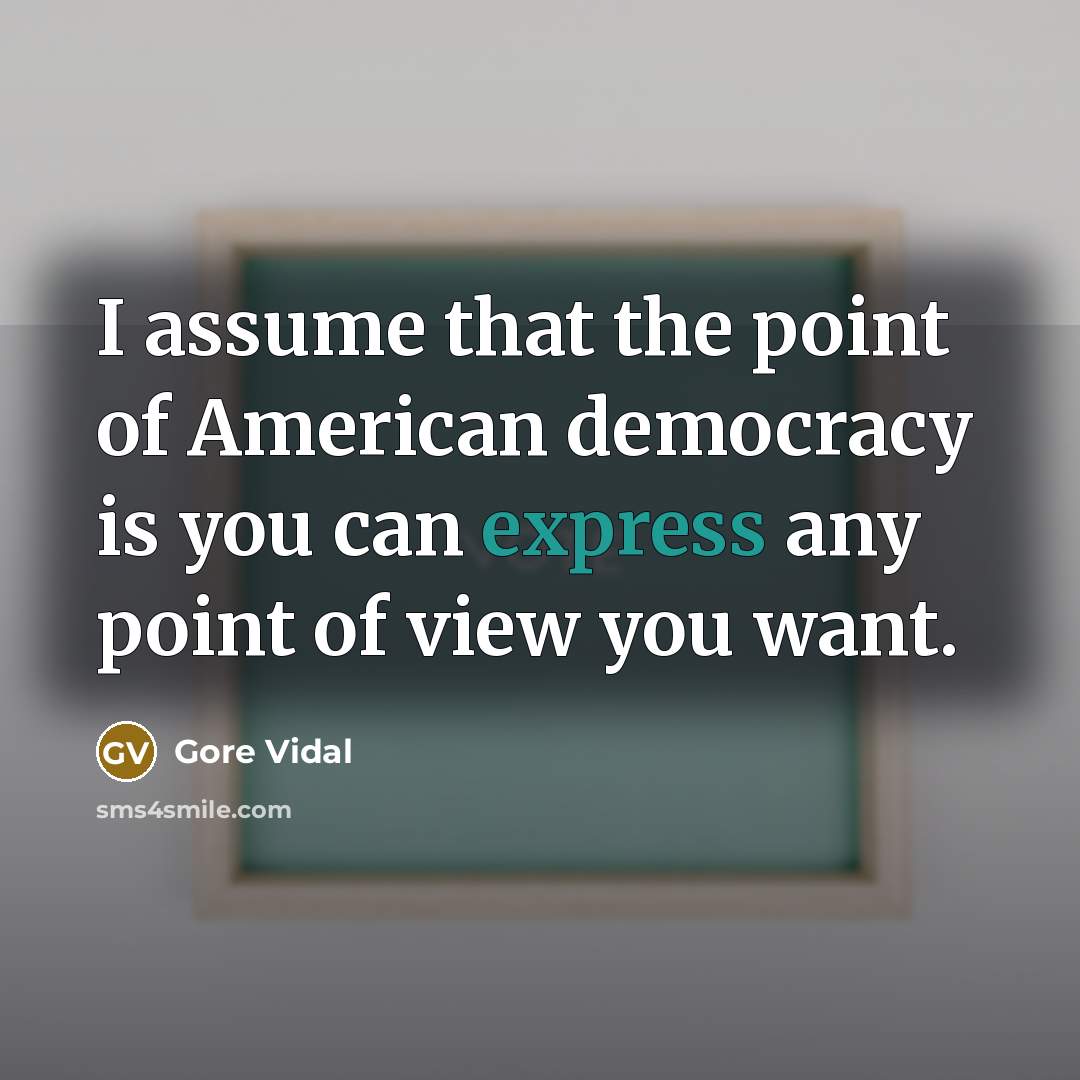 “I assume that the point of American democracy is you…” quote by Gore Vidal