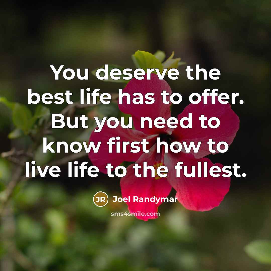 “You deserve the best life has to offer. But you…” quote by Joel Randymar