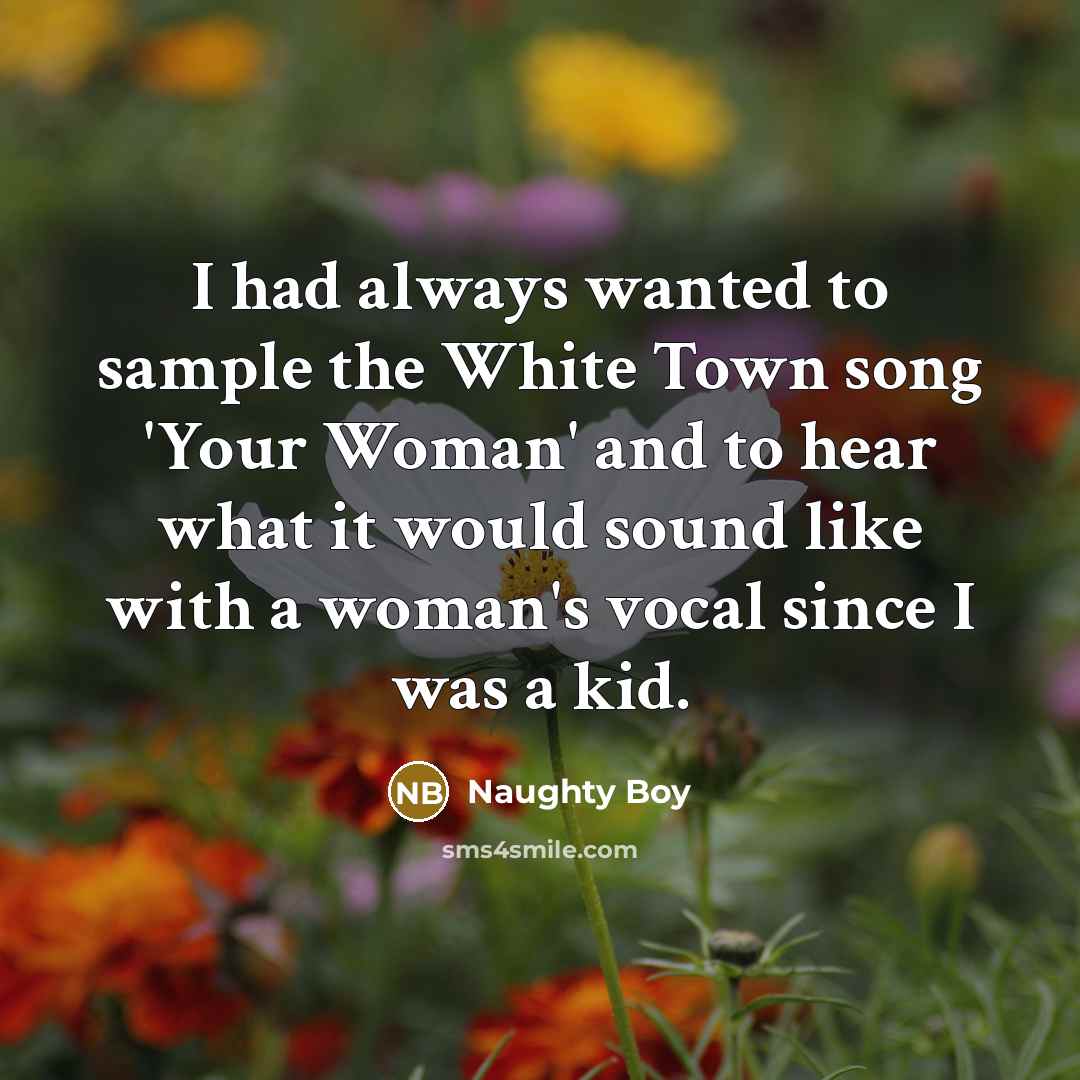 “I had always wanted to sample the White Town song…” quote by Naughty Boy