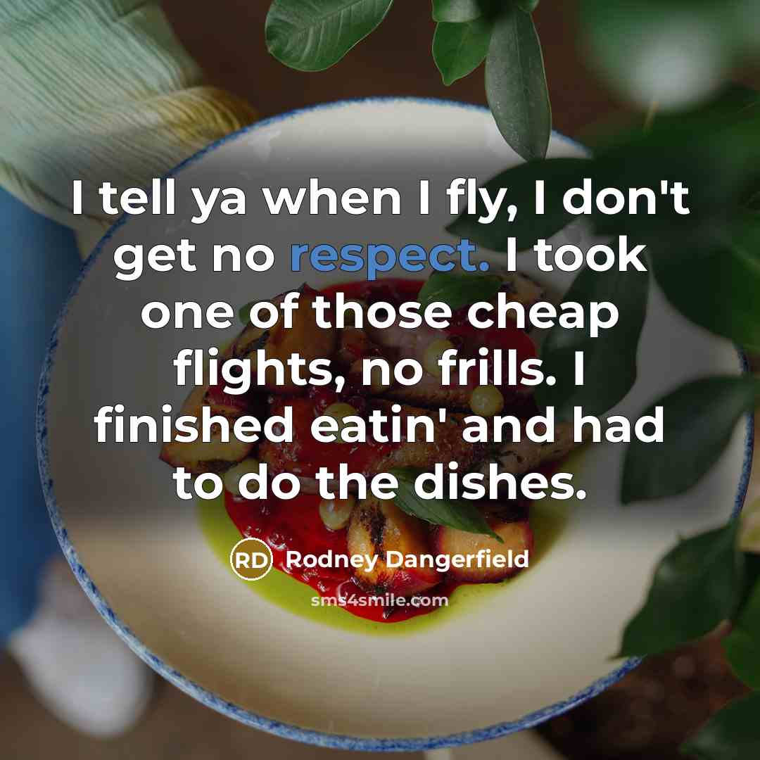 “I tell ya when I fly, I don't get no…” quote by Rodney Dangerfield
