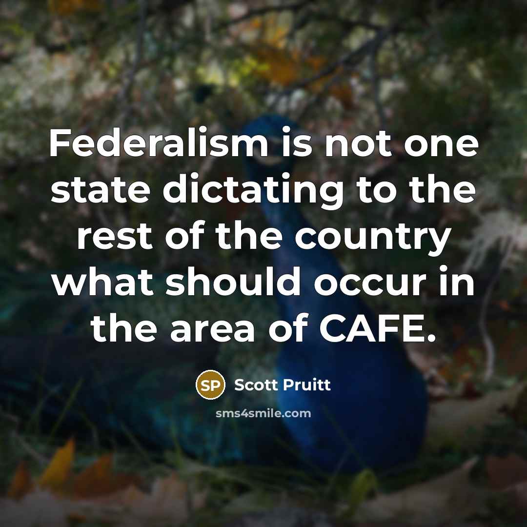 “Federalism is not one state dictating to the rest of…” quote by Scott Pruitt