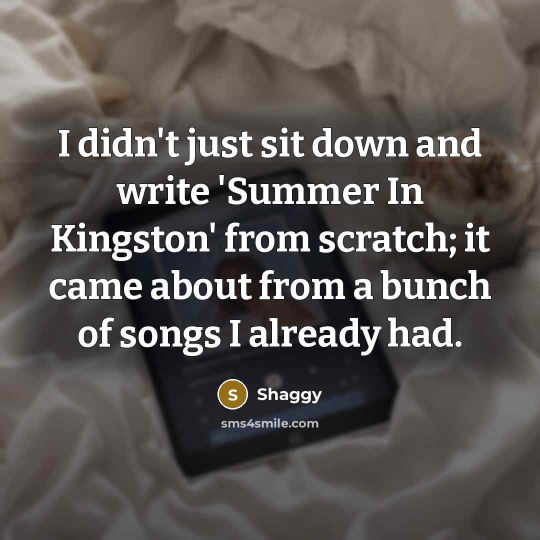 “I didn't just sit down and write 'Summer In Kingston'…” quote by Shaggy
