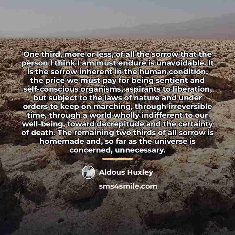 “One third, more or less, of all the sorrow that…” quote by Aldous Huxley