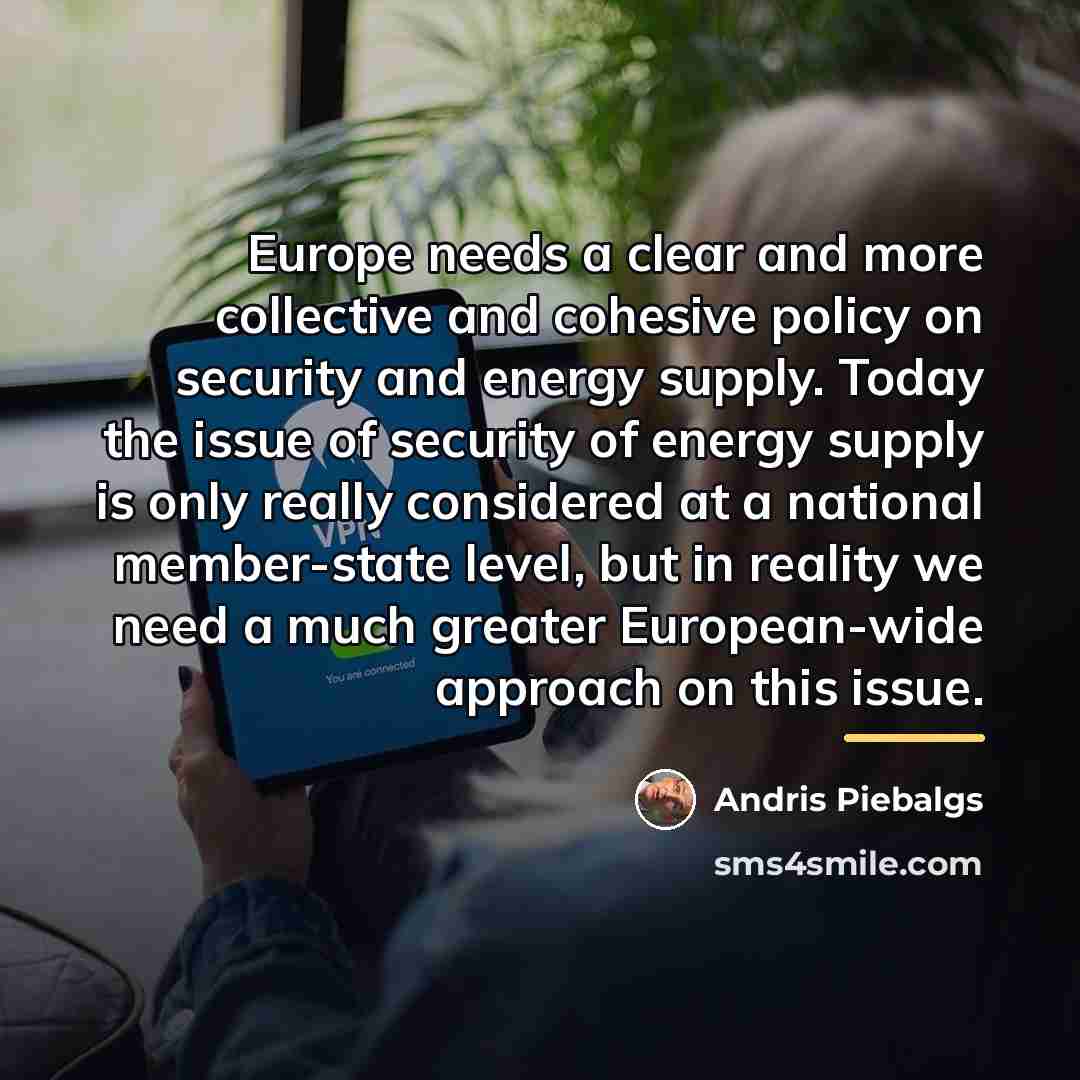“Europe needs a clear and more collective and cohesive policy…” quote by Andris Piebalgs