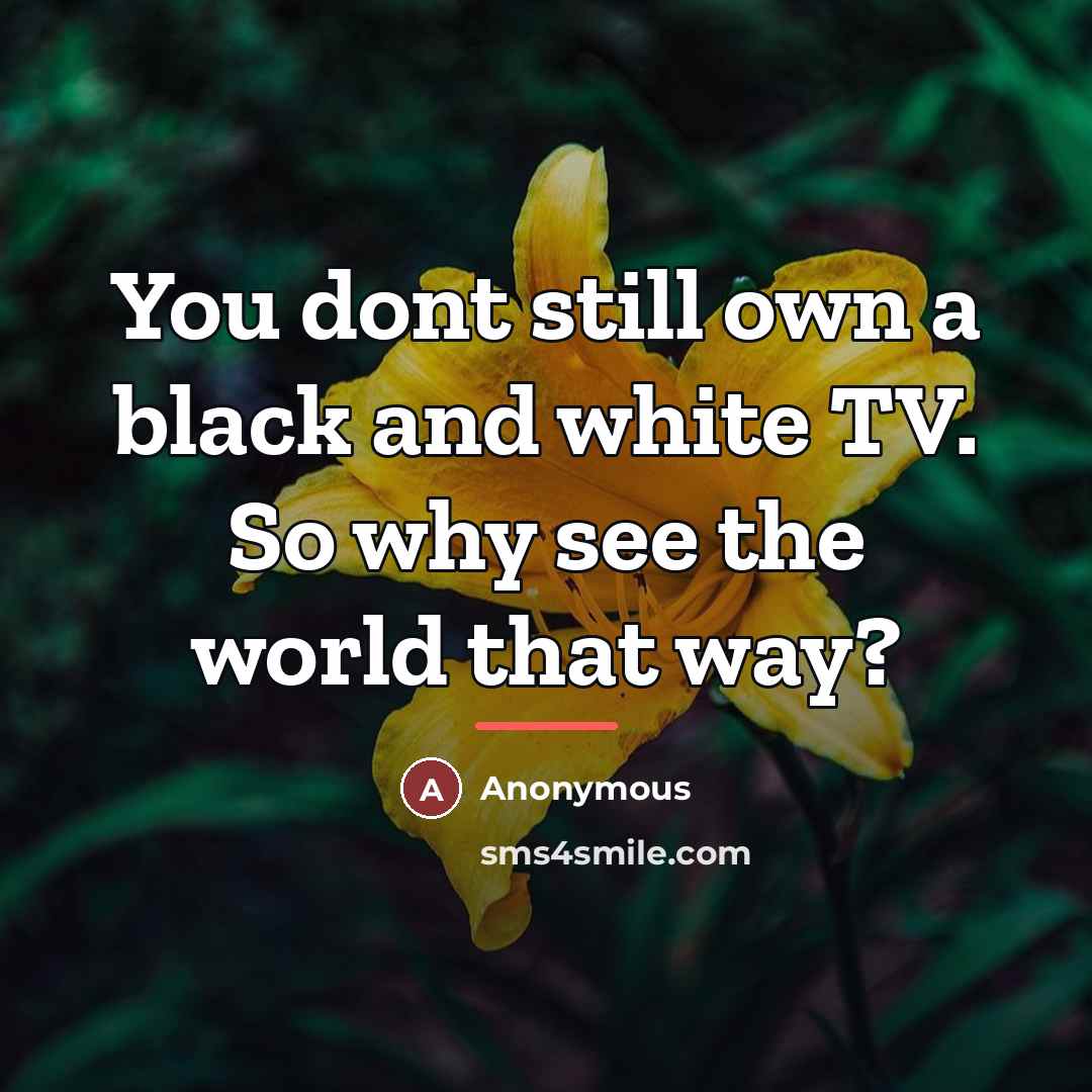 “You dont still own a black and white TV. So…” quote by Anonymous