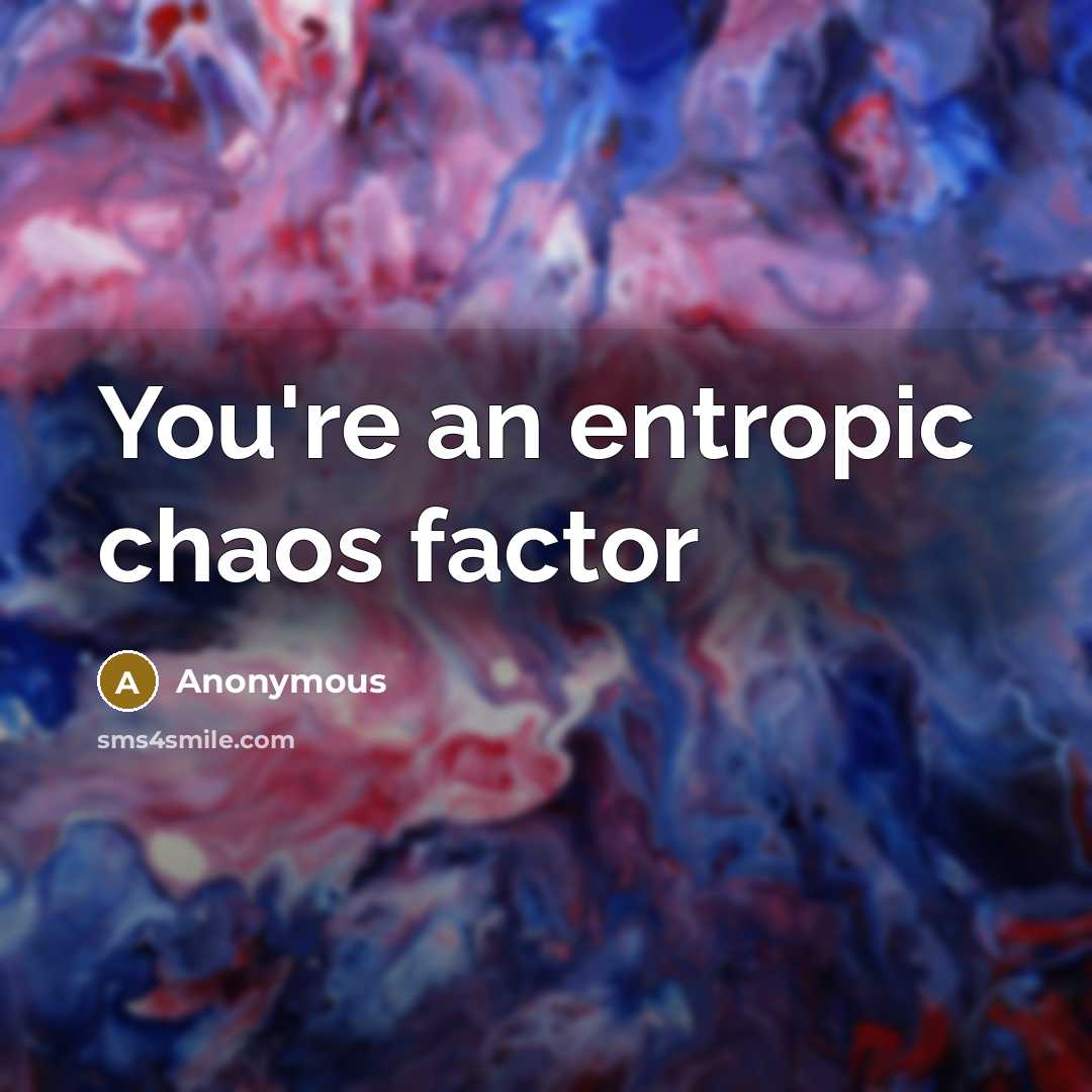 “You're an entropic chaos factor…” quote by Anonymous