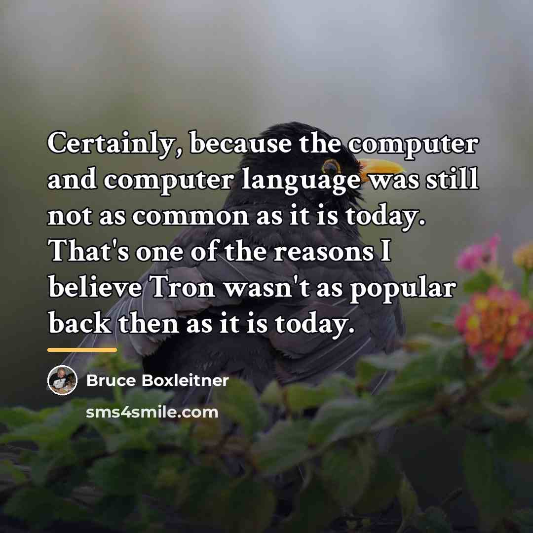 “Certainly, because the computer and computer language was still not…” quote by Bruce Boxleitner