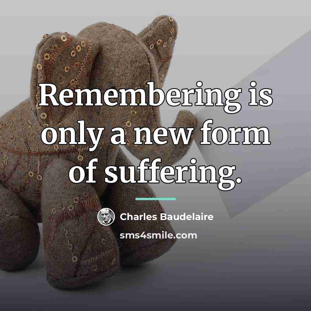 “Remembering is only a new form of suffering.…” quote by Charles Baudelaire