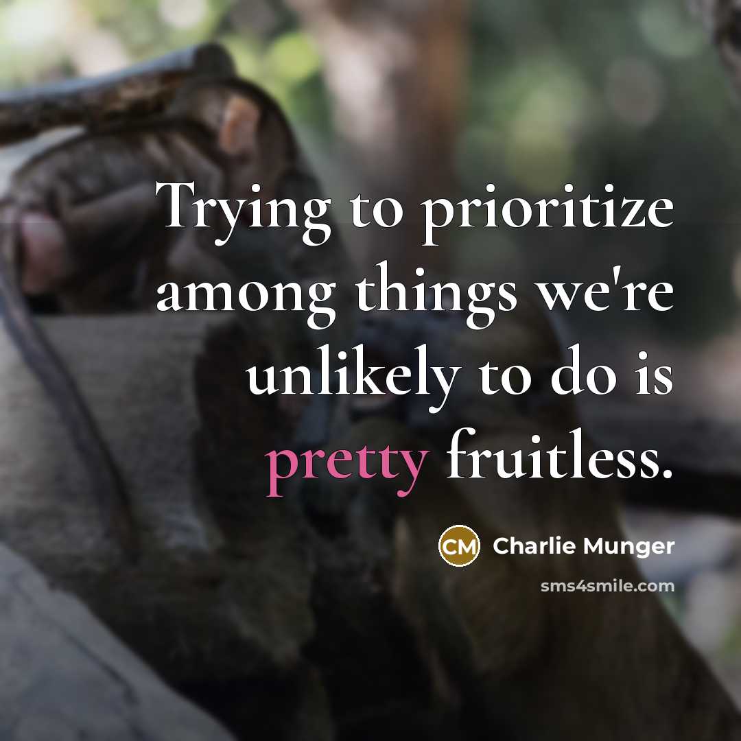 “Trying to prioritize among things we're unlikely to do is…” quote by Charlie Munger